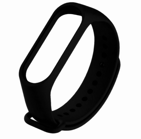 Силиконовый ремешок Silicon Loop для Xiaomi Mi Band 3, 4 (Черный)