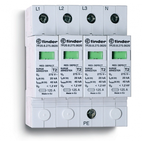 Устройство защиты от импульсных перенапряжений УЗИП тип 2 (4 варистора); модульный, без доп.контакта; степень защиты IP20