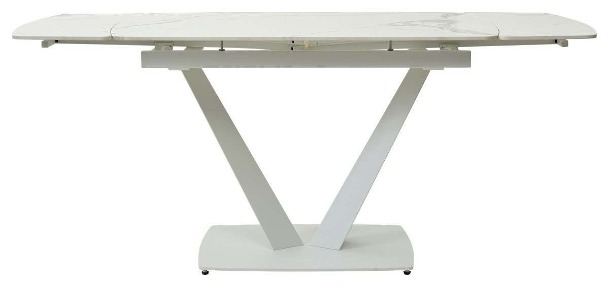 Стол ALATRI 120 GLOSS STATUARIO WHITE SOLID CERAMIC / WHITE, DISAUR