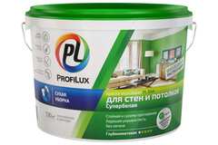Краска для стен и потолков акриловая Profilux PL-04А матовая супербелая 14 кг