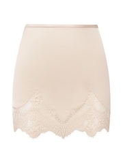 Шелковая мини юбка с кружевом в нежно розовом цвете
