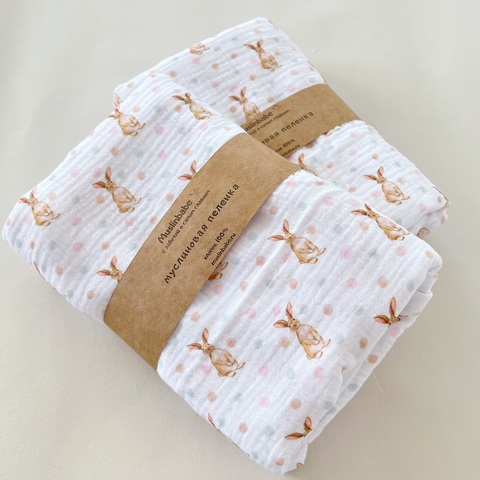 Пеленка муслин "Зайки маленькие"