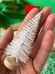 Елочки мини искусственные декоративные на подставке, Белые, 8,5 см, набор 3 шт.