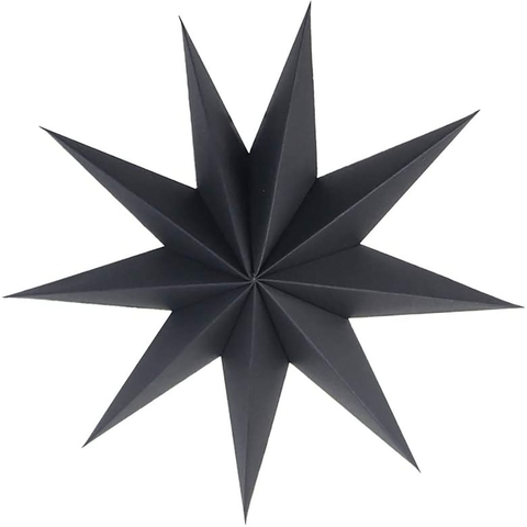 Бумажная звезда, 45 см, 9-конечная, Черный