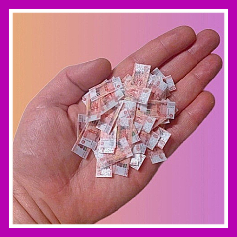 Посыпка для Торта Деньги Рубли 2.5*1 см, 160 шт (сахарная бумага)