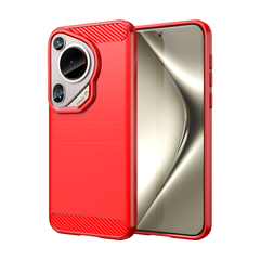 Чехол с дизайном в стиле карбон красного цвета на Huawei Pura 70 Ultra, мягкий отклик кнопок, серия Carbon от Caseport
