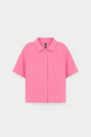 рубашка  для девочки  КР 302718-1/неоновый розовый к555