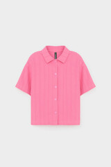 рубашка  для девочки  КР 302718-1/неоновый розовый к555