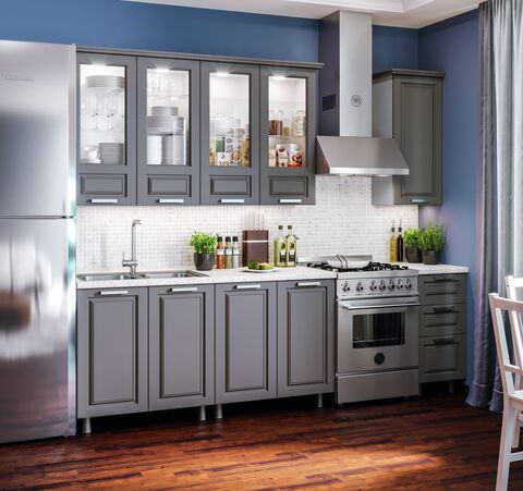 Кухня Констанция 2,0/900м (490) Компоновка №5 (Графит софт NEW, Графит (Антарес))