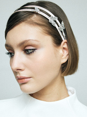 Двойной ободок розовый с бабочками