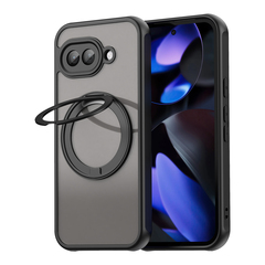 Чехол черного цвета для Google Pixel 9a с магнитным поворотным кольцом-подставкой