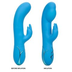 Голубой вибромассажер Insatiable G Inflatable G-Bunny с функцией расширения - 21 см. - 