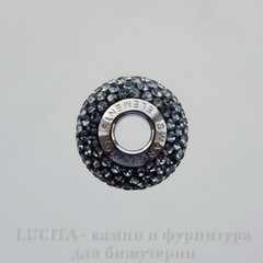 80101 Бусина Сваровски BeCharmed Pave Crystal Silver Night 14х9 мм