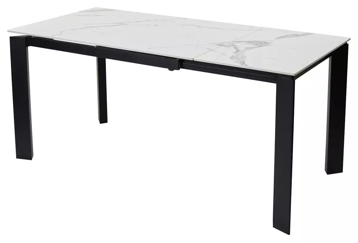 Стол CORNER 120 GLOSS STATUARIO WHITE SOLID CERAMIC / BLACK, DISAUR