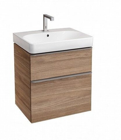 Geberit 500.229.01.1+500.352.JR.1 500.229.01.1+500.352.JR.1 Smyle Square Раковина 60х48 см+Smyle Square Шкафчик под раковину 60 см, высота 61.7 см, цвет "пекан"