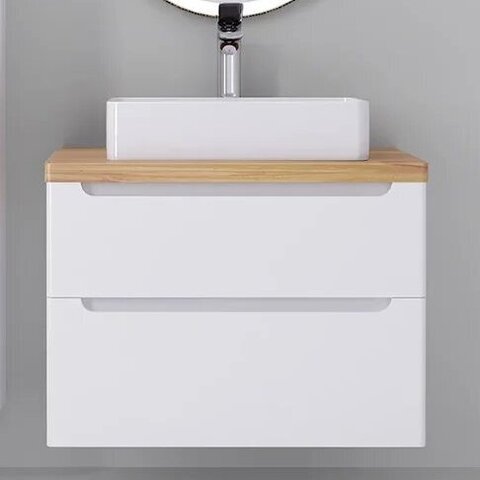 Тумба для раковины подвесная, белая Jorno Wood 80 Wood.01.80/P/W