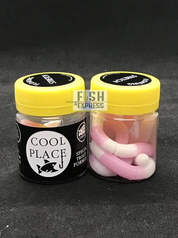 Форелевая силиконовая приманка COOL PLACE BUK FLOATING STRETCH цвет БЕЛО-РОЗОВЫЙ-БЕЛО-РОЗОВЫЙ (покрас шахматный)( плавающая/ тянущаяся ) 65 мм/ 7 шт в банке.