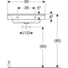 Раковина Geberit Xeno²: B=60см, T=48см, Отверстие под смеситель=По центру, Перелив=Без, Белый / Специальное керамическое покрытие KeraTect
