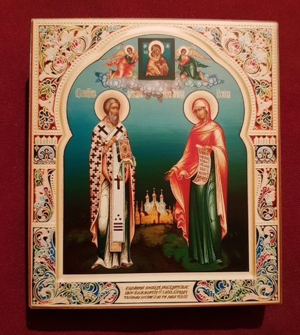 Икона святые Киприан и Иустина на дереве на левкасе мастерская Иконный Дом