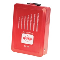 Набор сверл по металлу 1-10мм 19шт DIN338 HSS-G 118° (мет. кейс) Ruko 214214