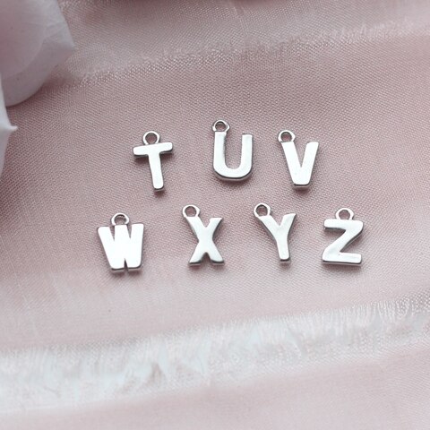 Подвески буквы T, U, V, W, X, Y, Z родий, 8 мм, 1 шт, П772, П773, П774, П775, П776, П777, П778