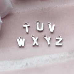 Подвески буквы T, U, V, W, X, Y, Z родий, 8 мм, 1 шт, П772, П773, П774, П775, П776, П777, П778