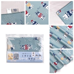 Легкий летний шарф-полотенце, повязка с персонажами "ANIMAL MODE", сине-зеленый, 24-8003-2, KUSUGURU