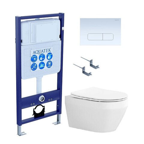 Aquatek SET Aquatek ЛЕЯ cm-013 4в1 SET Aquatek ЛЕЯ-013 4в1 (рама Aquatek Standard INS-0000012+крепеж KKI-0000002+клавиша KDI-0000013+унитаз ЛЕЯ AQ1199-00 с тонким сиденьем soft-close)