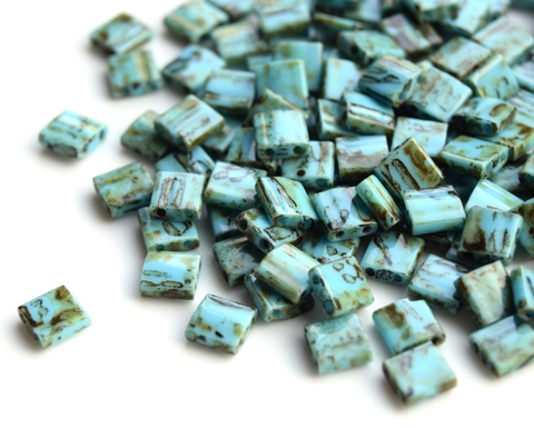 TL-4514 Бисер Миюки тила/Miyuki Tila Opaque Picasso Seafoam Green