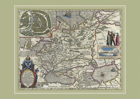 Карта России Гесселя Герритса без багета, размер 68 Х 48 см