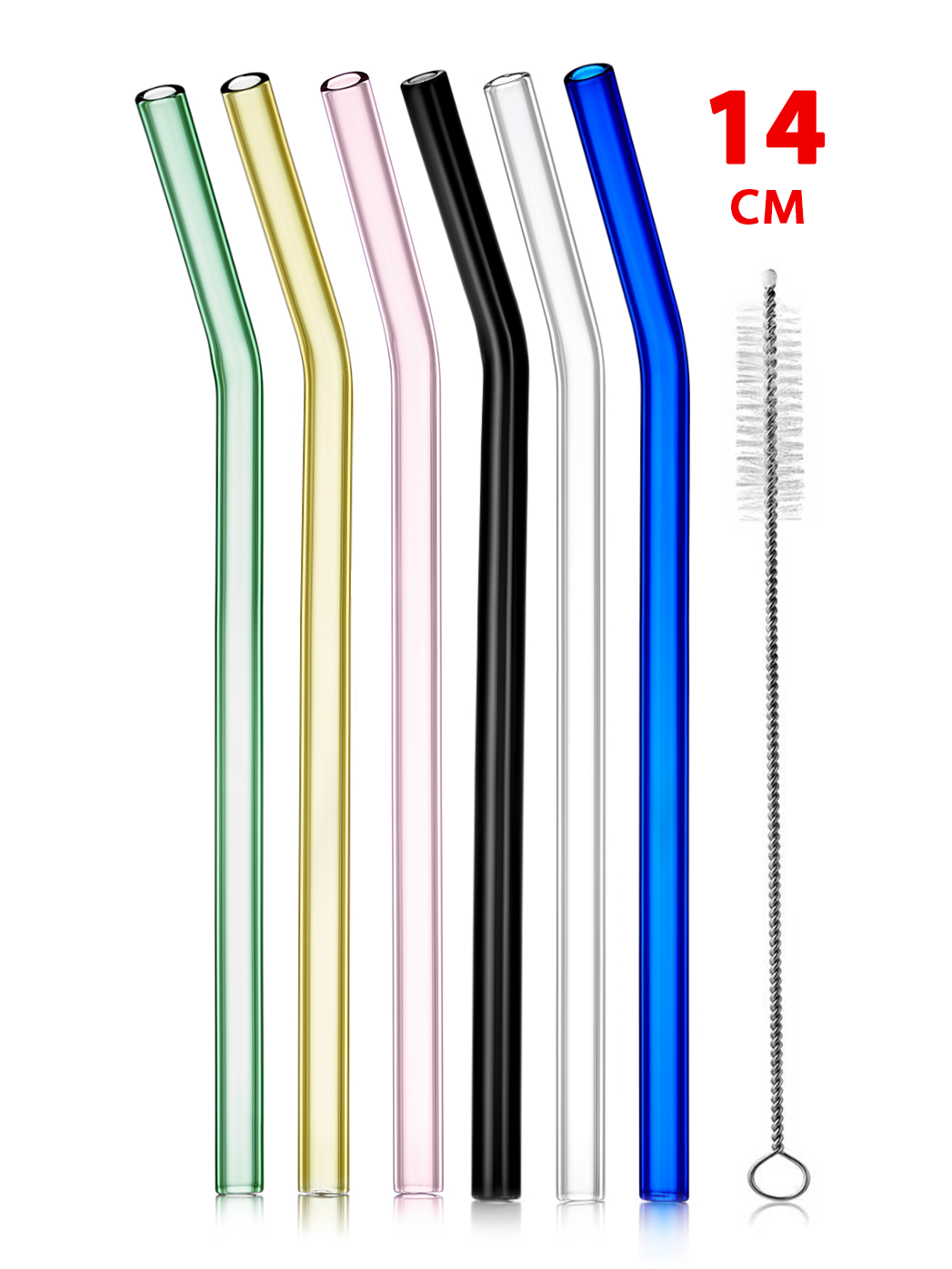 Стеклянные изогнутые коктейльные трубочки многоразовые цветные, 14 см -  купить с доставкой в СПб, Москве и всей России по выгодной цене в  интернет-магазине стильной чайной и кофеной посуды TeaStar.ru | Тистар
