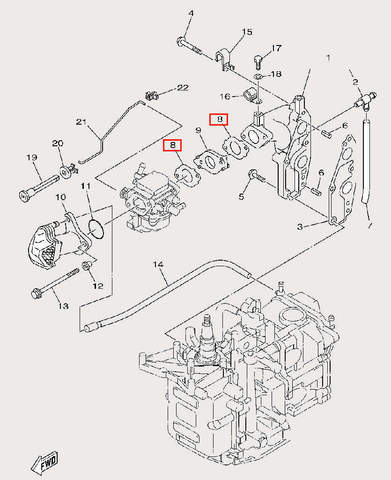 Прокладка карбюратора для лодочного мотора F9,9 Sea-PRO