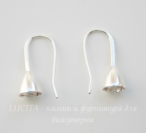 Швензы - крючки со штырьком для бусины, 22 мм (цвет - серебро), пара