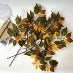 №2 Фикус осенний, ветка с листьями искусственная, 66 см, 2 шт.