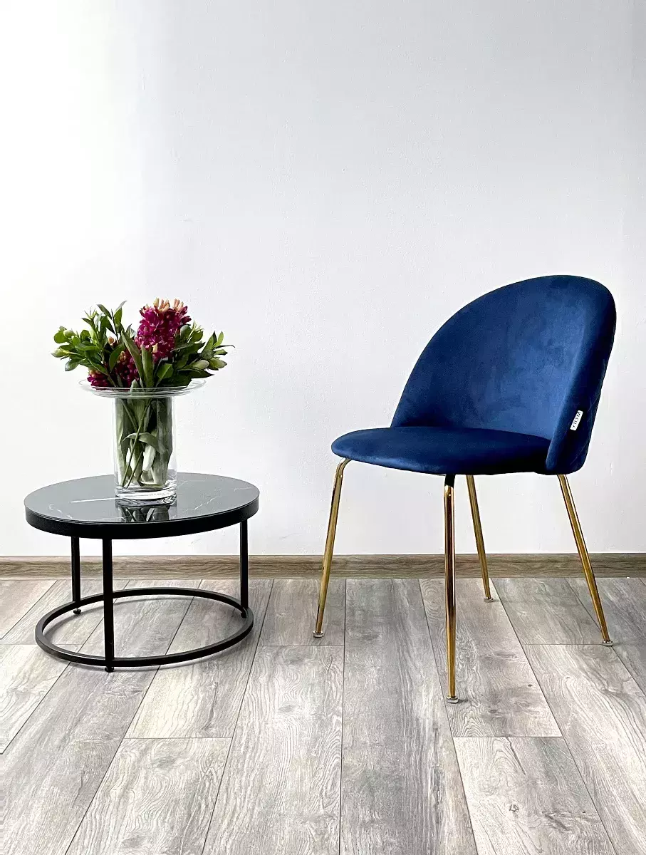 Стул PRESLEY BLUVEL-86 NAVY BLUE / золотой каркас М-City