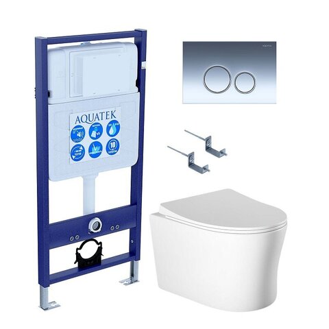Aquatek SET Aquatek НИКА-018 4в1 SET Aquatek НИКА-018 4в1 (рама Aquatek Standard INS-0000012+крепеж KKI-0000002+клавиша KDI-0000018+унитаз НИКА AQ2009-00 с тонким сиденьем soft-close)