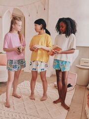 Пижама для девочки Next AC5-509, 3 шт., Розовый, Голубой, Молочный