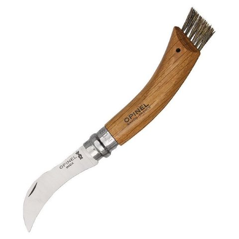 Нож грибника Opinel №8, рукоять дуб, чехол, деревянный футляр