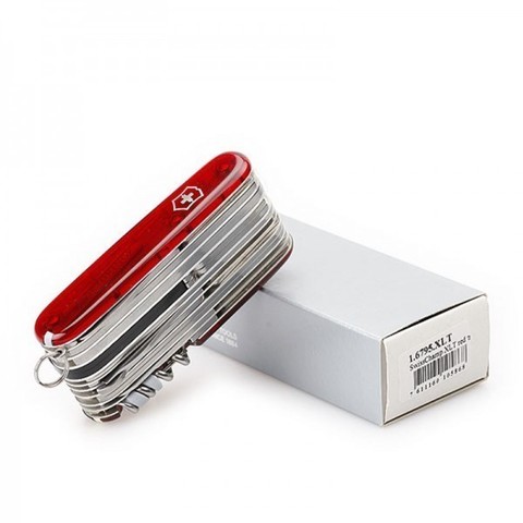 Нож складной Victorinox SwissChamp XLT, 91 mm, 49 функций, полупрозрачный красный
