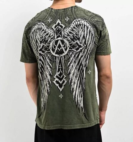Affliction | Футболка мужская Winged Dagger Tee Green A27229 сзади