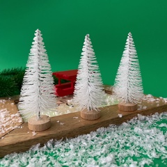 Елочки мини искусственные декоративные на подставке, Белые, 8,5 см, набор 3 шт.