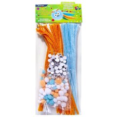 
          Набор для творчества Alingar, Проволока пушистая-30 см 80 шт, Помпоны-90 шт, Глазки-90 шт, "Белый, оранжевый, голубой", пакет с европодвесом