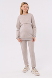 Утепленный спортивный костюм для беременных и кормящих 16041 светлый какао меланж