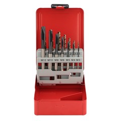 Набор метчиков машинных M3 -M12 HSSE-TiALN DIN371/376 (B/4-5P, + сверла) 14пр H-Tools 245051FHT