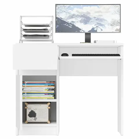 стол письменный МОРИ МС-1 ЛЕВЫЙ (белый)