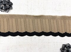 Подвязы трикотажные, ш. 6,5 см, L 145 см, бежевый с чёрным