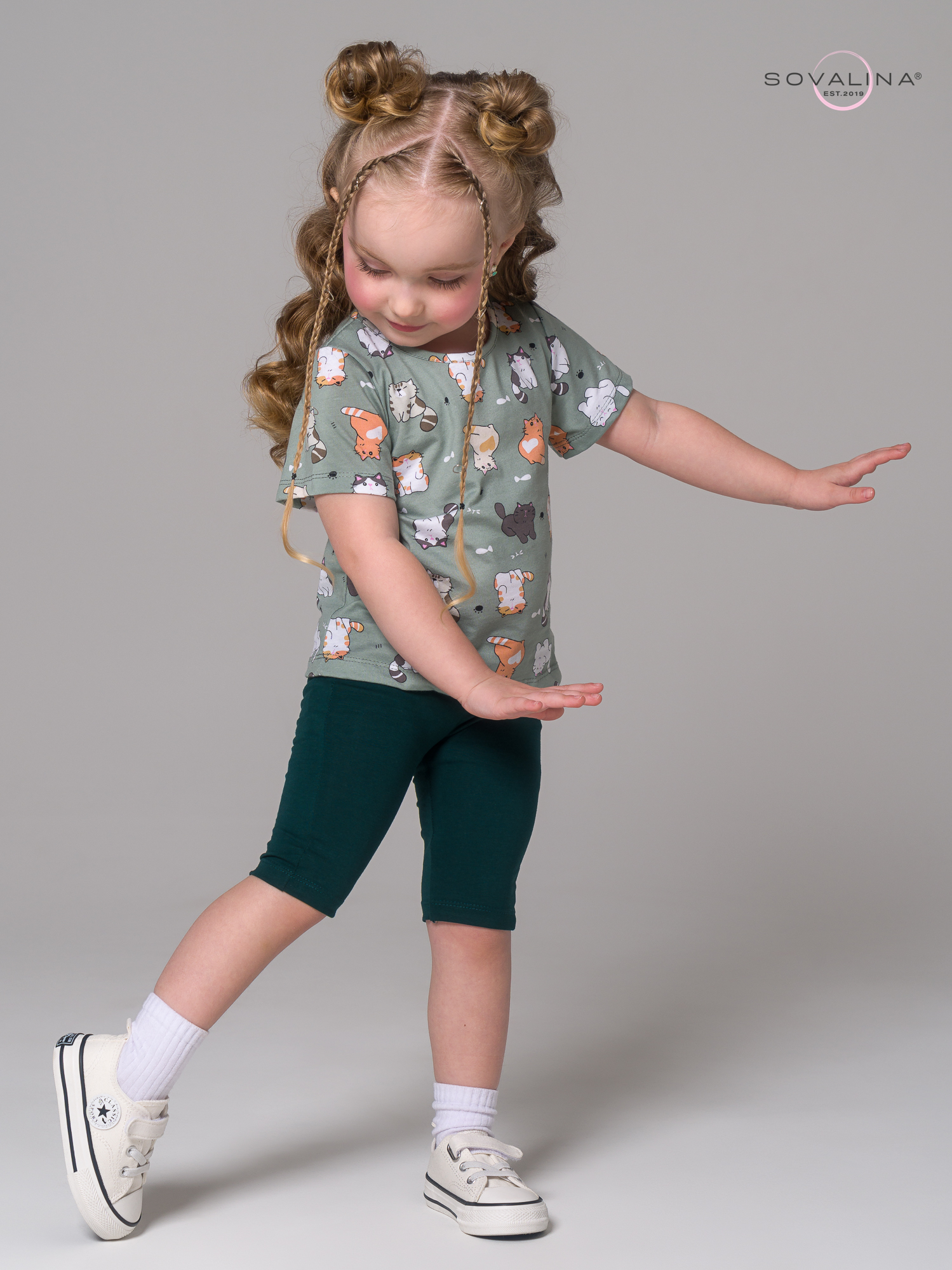 Костюм Актив котята хаки-изумруд