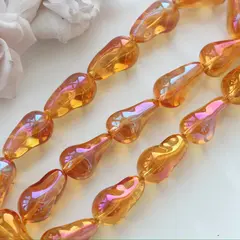 Бусины стеклянные, янтарный с переливами, фриформ 22*13 мм, 1 бусина, МК043