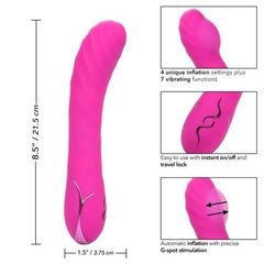 Розовый вибромассажер Insatiable G Inflatable G-Wand с функцией расширения - 21,5 см. - 