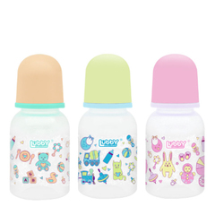 Бутылочка с соской "Малыши и малышки", от 0 мес., 125мл., классика, полипропилен (беж)